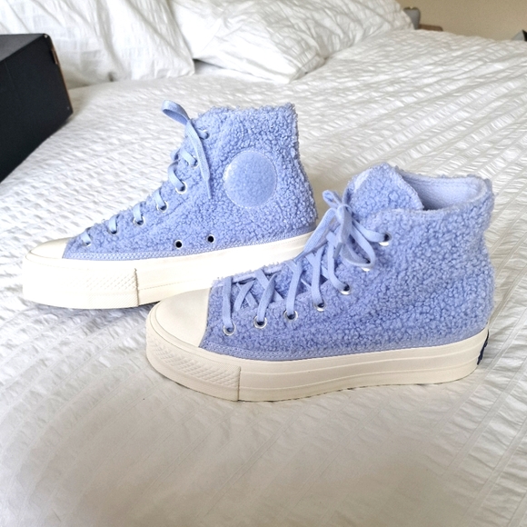 CONVERSE Chuck Taylor All Star Sherpa Platform Trainers Shoes Ghost BNIB UK 5 - Picture 2 of 8